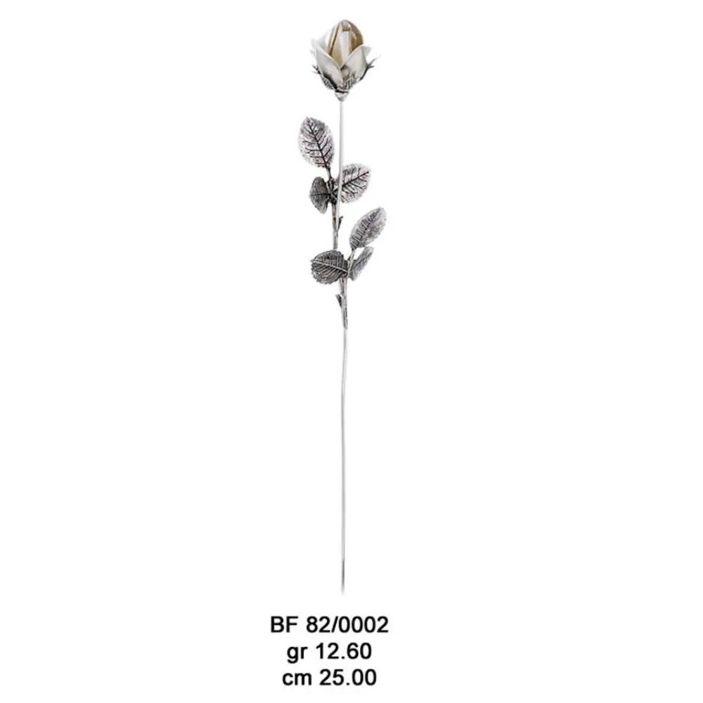 Rosa Piccola Ambra Petali Patinati Soprammobile Argento