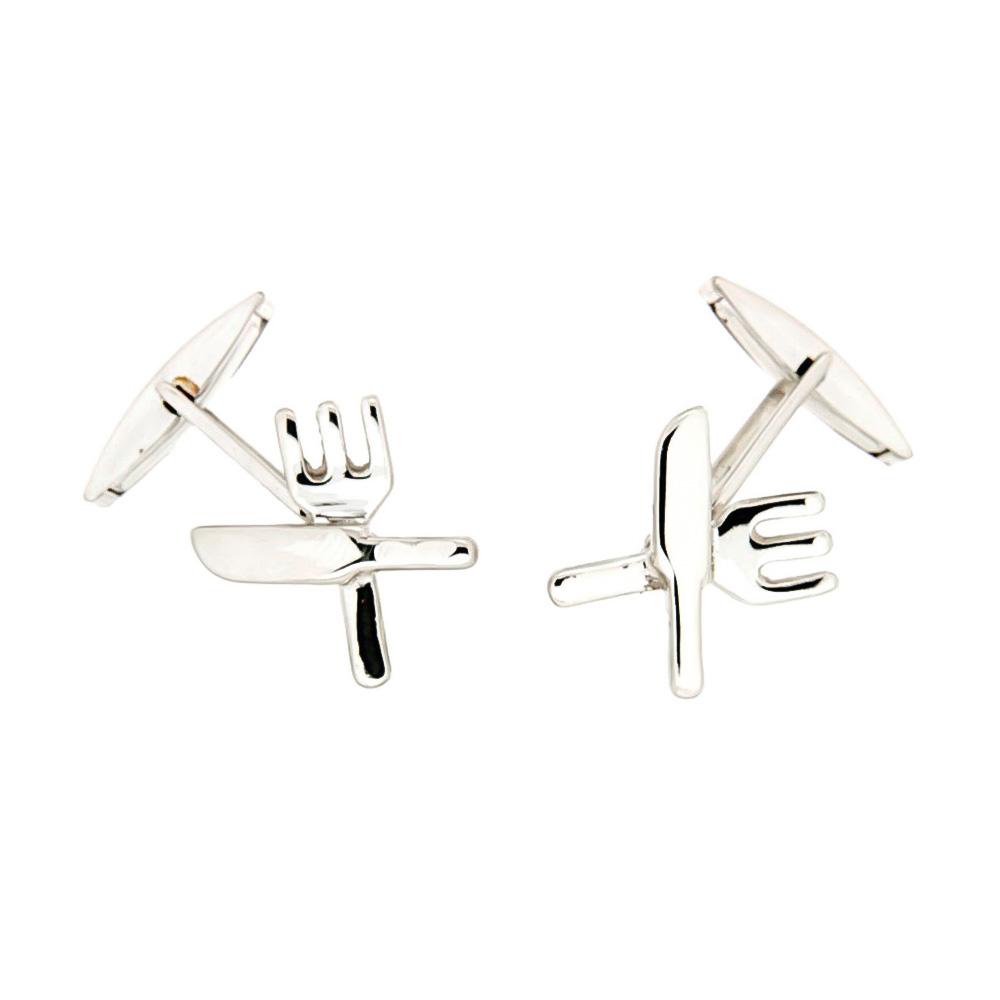  925 Silver Knife+Fork Shirt Cufflinks - Handmade - SATURNO