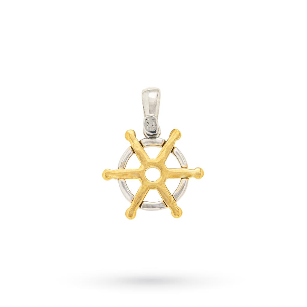 Ciondolo timone oro giallo bianco 18kt - LUSSO ITALIANO