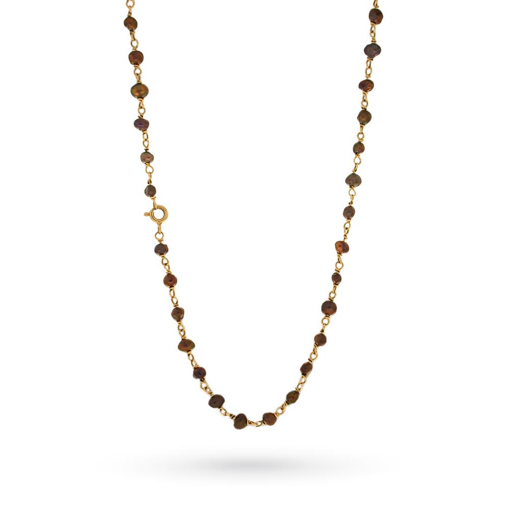 Collana lunga perle chocolate naturali barocche 104cm - LUSSO ITALIANO