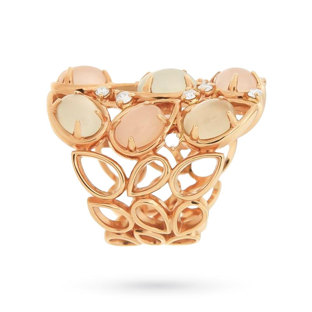  Rose gold ring with lemon quartz, chalcedony and diamonds - ORO TREND