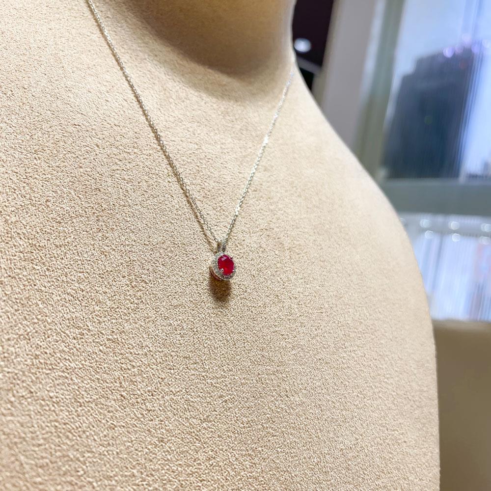  Girocollo oro bianco rubino ovale 0,47ct diamanti 0,10ct Mirco Visconti - MIRCO VISCONTI