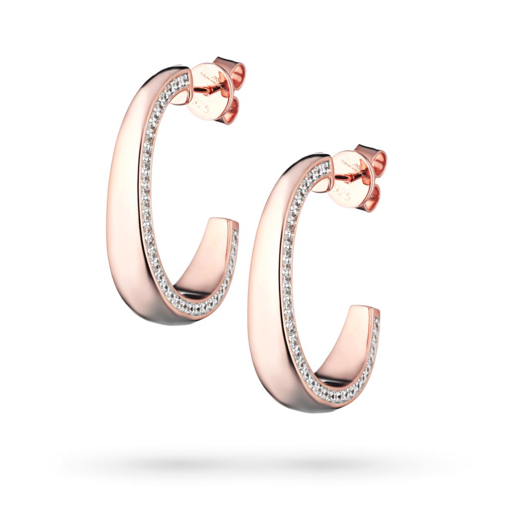 Marcello Pane oval earrings silver pink zircons - MARCELLO PANE