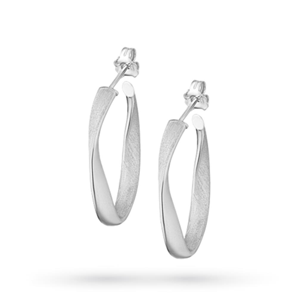 Orecchini A Cerchio In Argento Sterling 925 Satinato - Diametro 25mm - Eleganti E Minimal