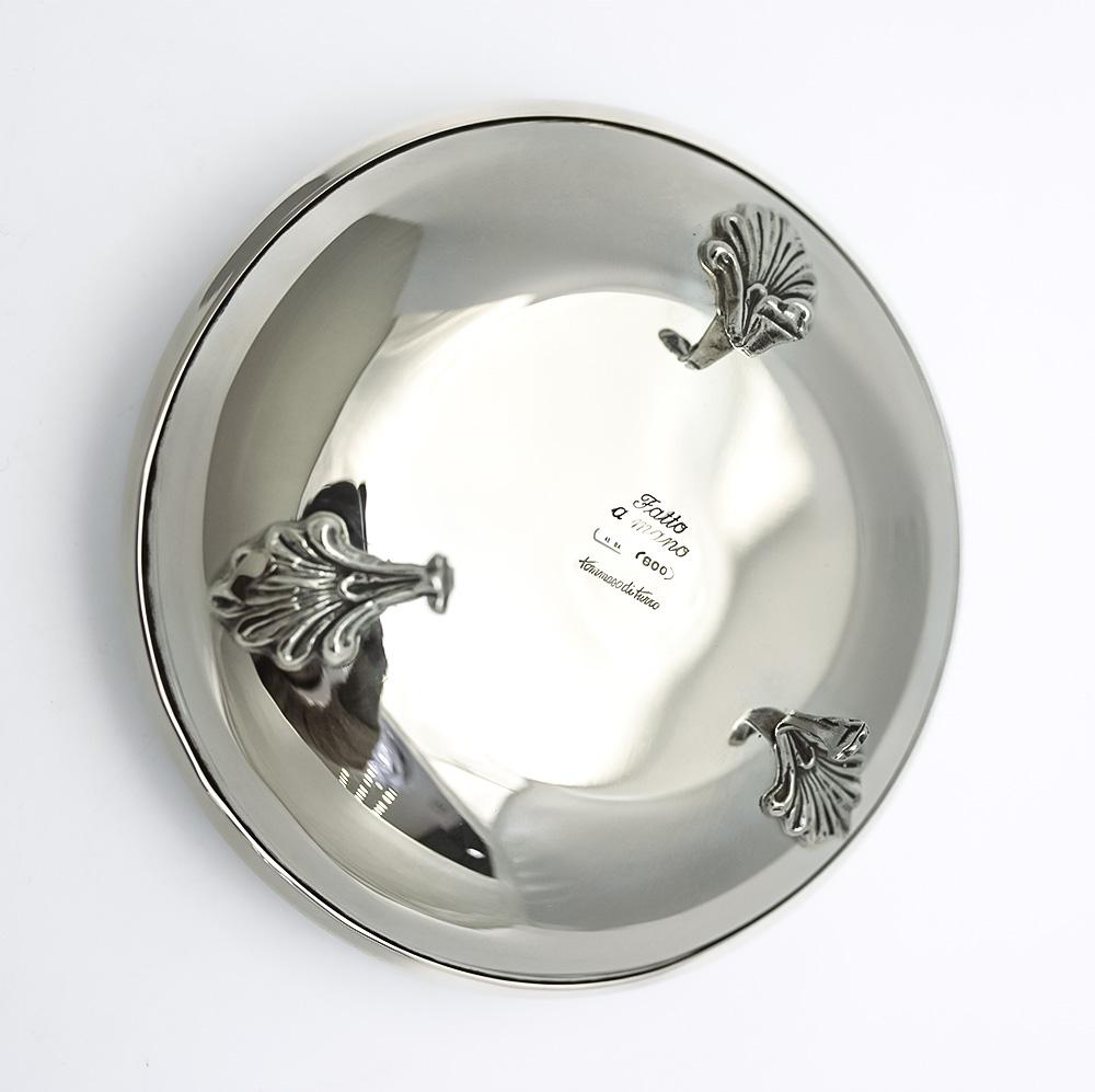  Ciotola rotonda in argento 800 con decoro vite e uva - 