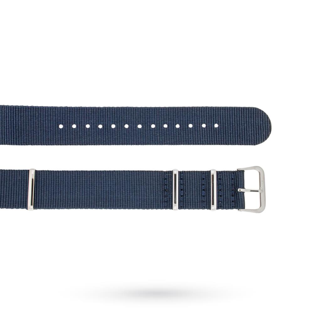 Cinturino tessuto blu passanti e fibbia acciaio 18mm - 