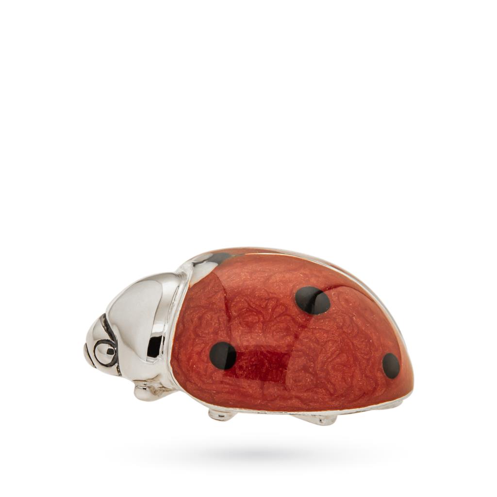 Coccinella L Soprammobile Moderno Medio argento 925 smalto - SATURNO