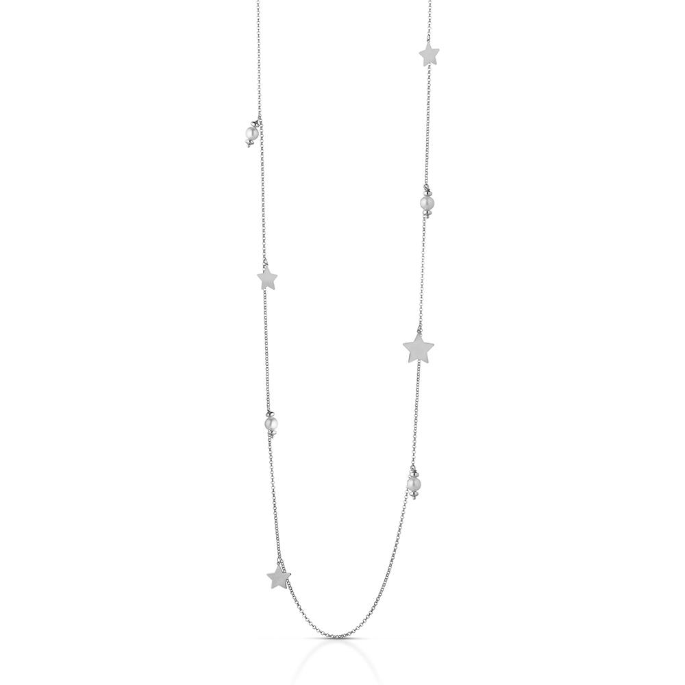 Collana lunga argento stelle perle 95cm - GLAMOUR