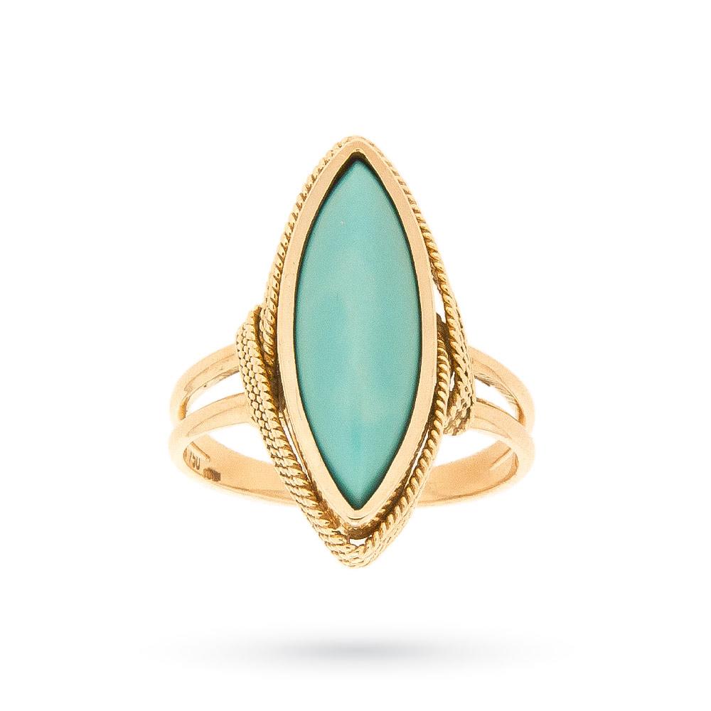 18kt yellow gold ring with natural turquoise - LUSSO ITALIANO