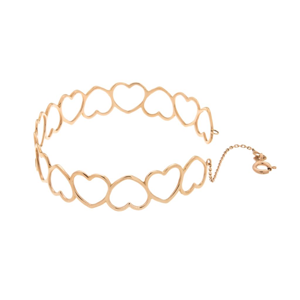  Bracciale rigido LOVE a cuori in oro rosa 18kt - LUSSO ITALIANO