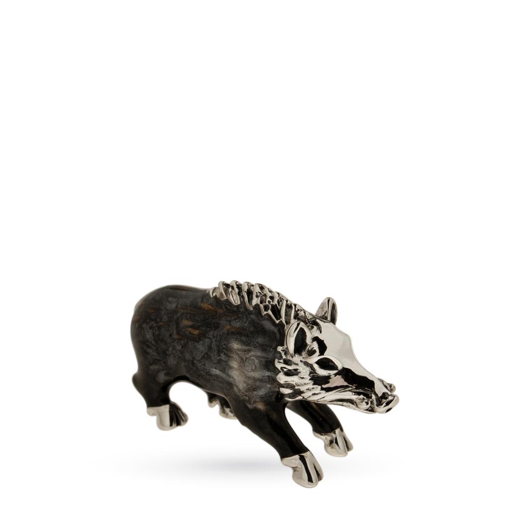 Cinghiale piccolo soprammobile argento 925 smalto - SATURNO