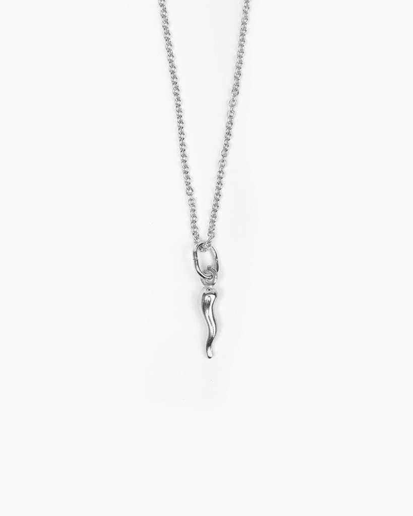 Collana pendente corno piccolo argento 925 rodiato - NOVE25