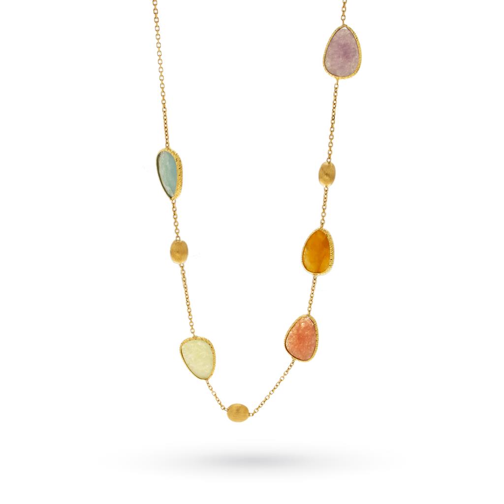 Collana in oro giallo 18kt con pietre colorate - LUSSO ITALIANO