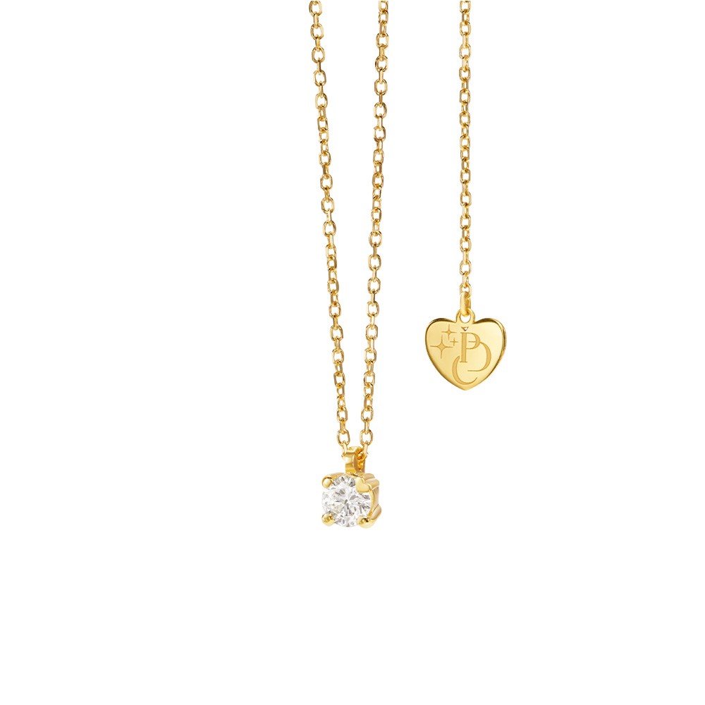 Girocollo punto luce oro giallo griff cuore 0,15 ct - PER DIRTI CHE