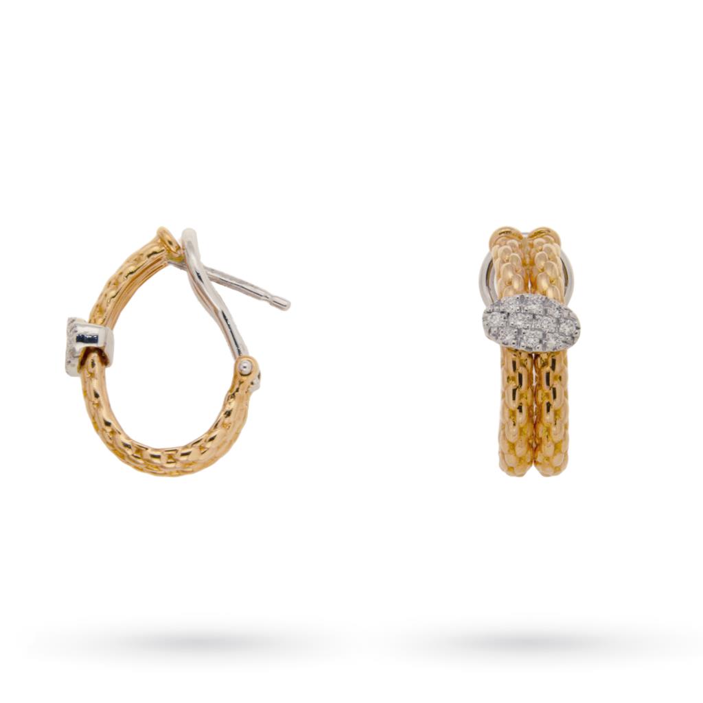 Orecchini oro rosa 18kt ovalini perno clips e diamanti - FOPE