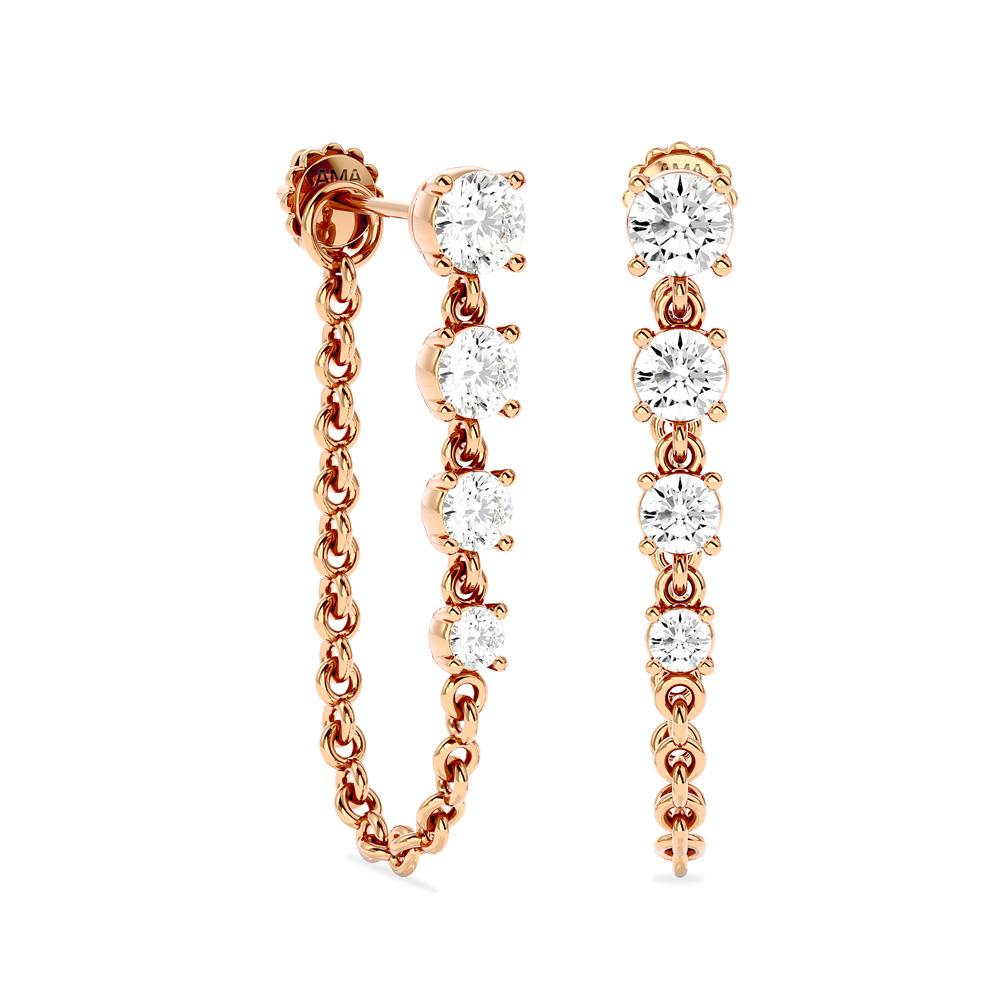  Orecchini Pendenti Oro Rosa Diamanti 0,70 Carati Totali Lab-Grown - AMA