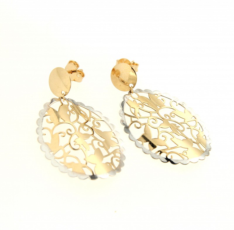  Orecchini pendenti oro traforati trama farfalle - LUSSO ITALIANO