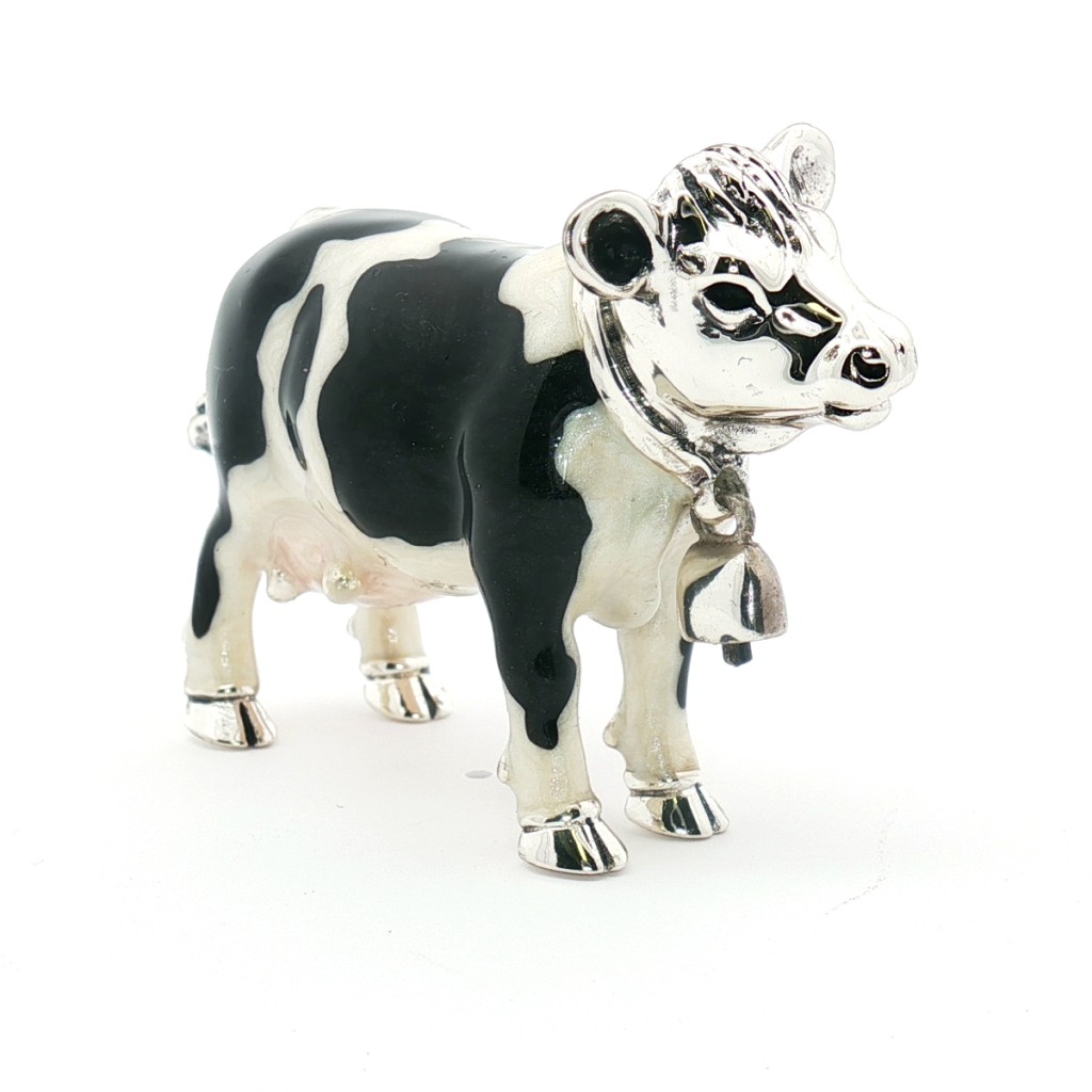  Mucca piccola smaltata Soprammobile Elegante Piccolo ST108-3 - SATURNO