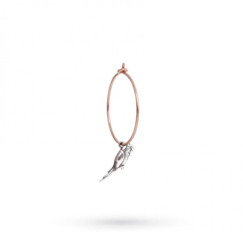 Single hoop earring with parrot pendant in 925 silver - MAMAN ET SOPHIE