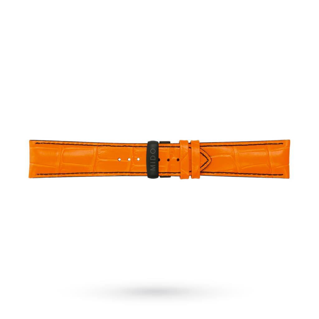 Cinturino Mido imitazione coccodrillo arancione 23mm fibbia PVD - MIDO