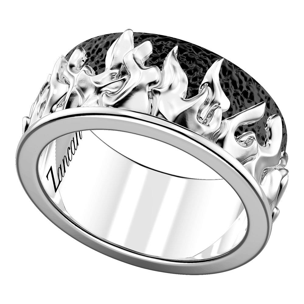 Anello da uomo argento motivo fiamme - ZANCAN