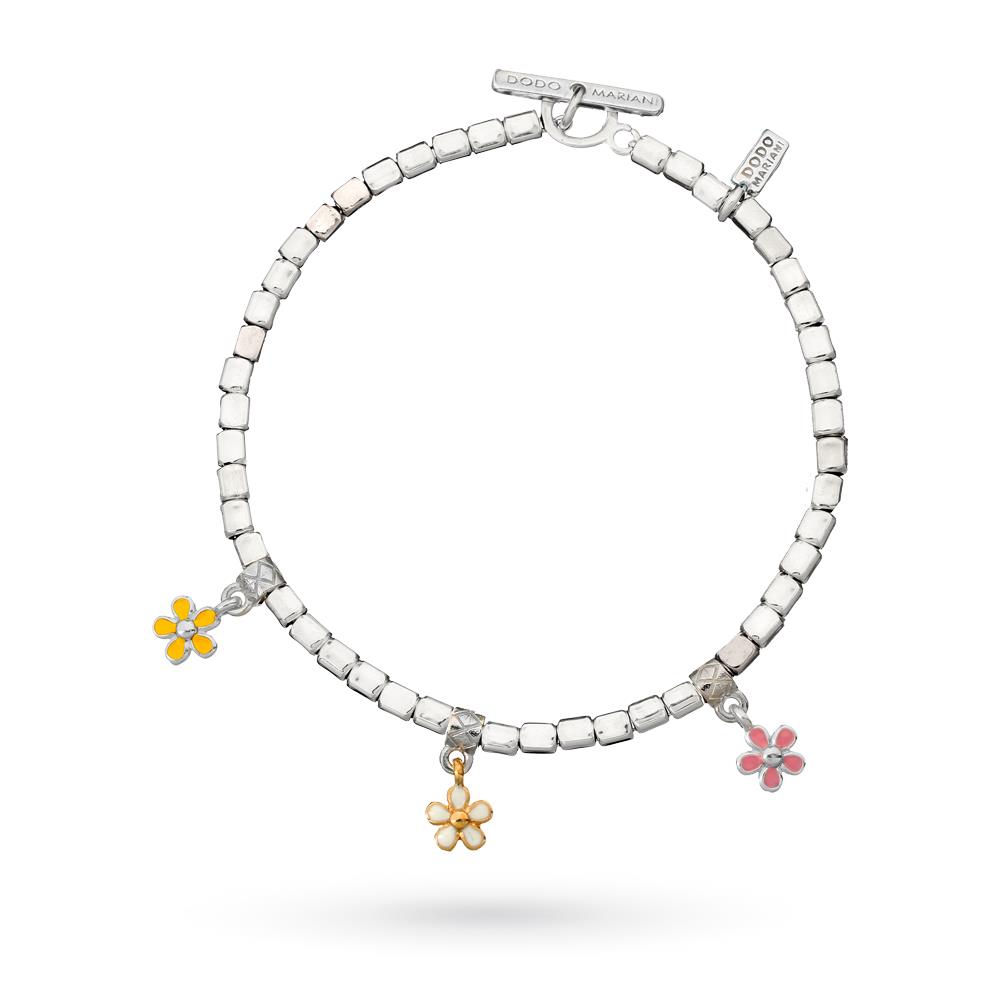 Dodo Mariani Sampietrini bracelet 18cm 3 flower pendants - DODO MARIANI