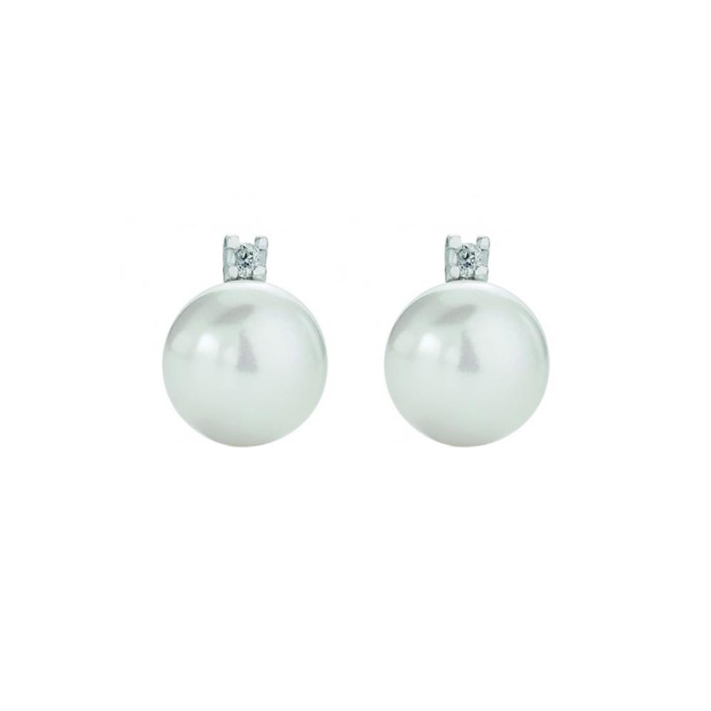 Pearl stud earrings Ø 6-6,5 mm with diamond - COSCIA