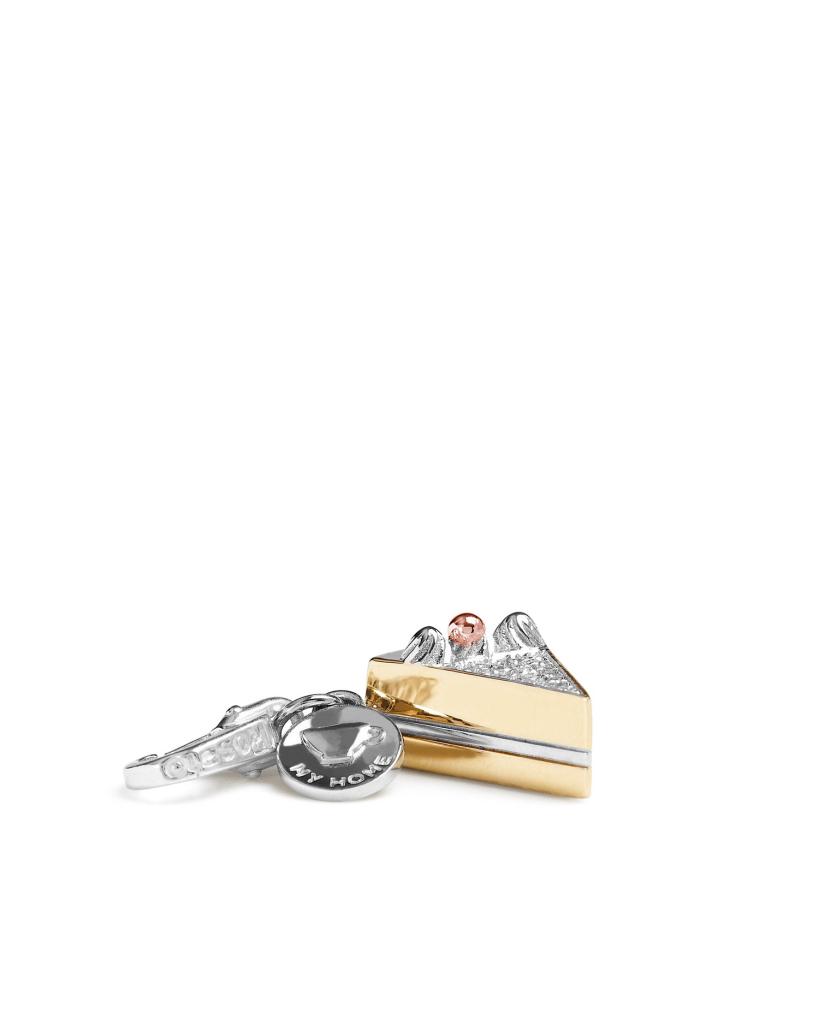 Ciondolo Rosato fetta di torta in argento con placcatura in oro giallo - ROSATO