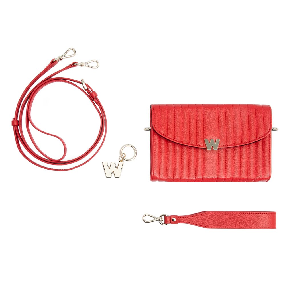  Wolf Crossbody Bag with Wristlet & Lanyard - Red - WOLF