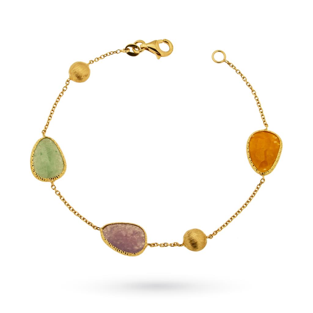 Bracciale in oro giallo 18kt con pietre colorate - LUSSO ITALIANO