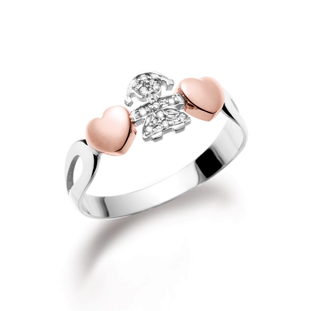 Anello leBebe LBB112 oro bianco bimba due cuori - misura 18 - LE BEBE
