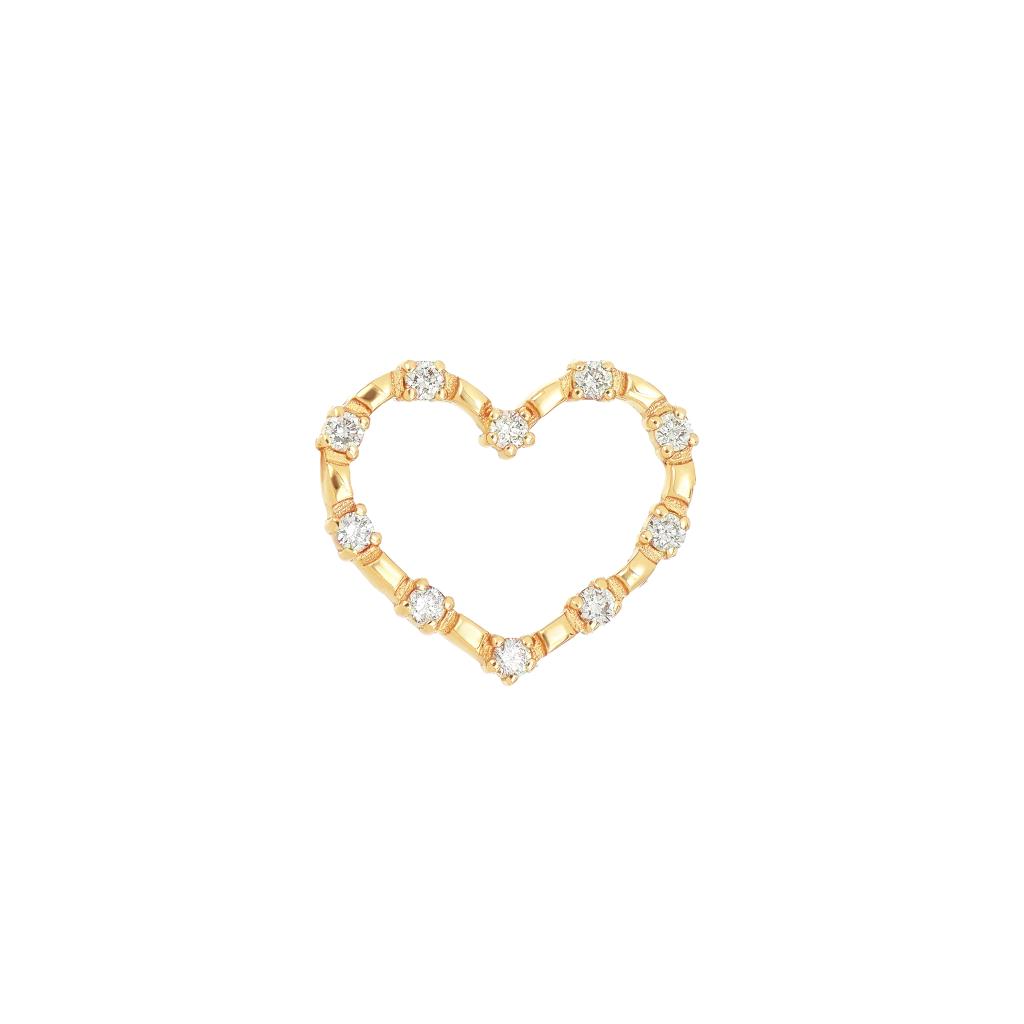 Orecchino singolo Mon Coeur in oro giallo 18kt con sagoma a cuore e diamanti bianchi naturali Maman et Sophie