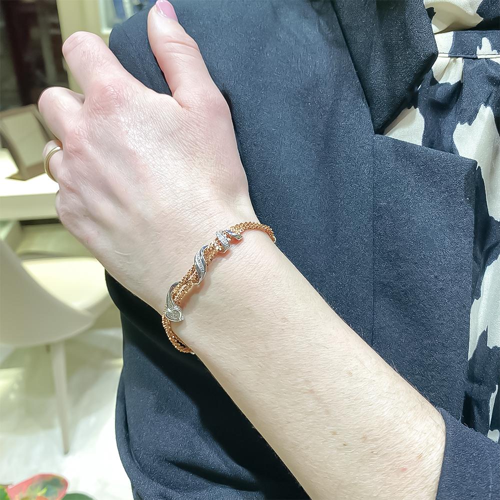  Double rose gold bracelet white bow heart of diamonds - ZANCAN