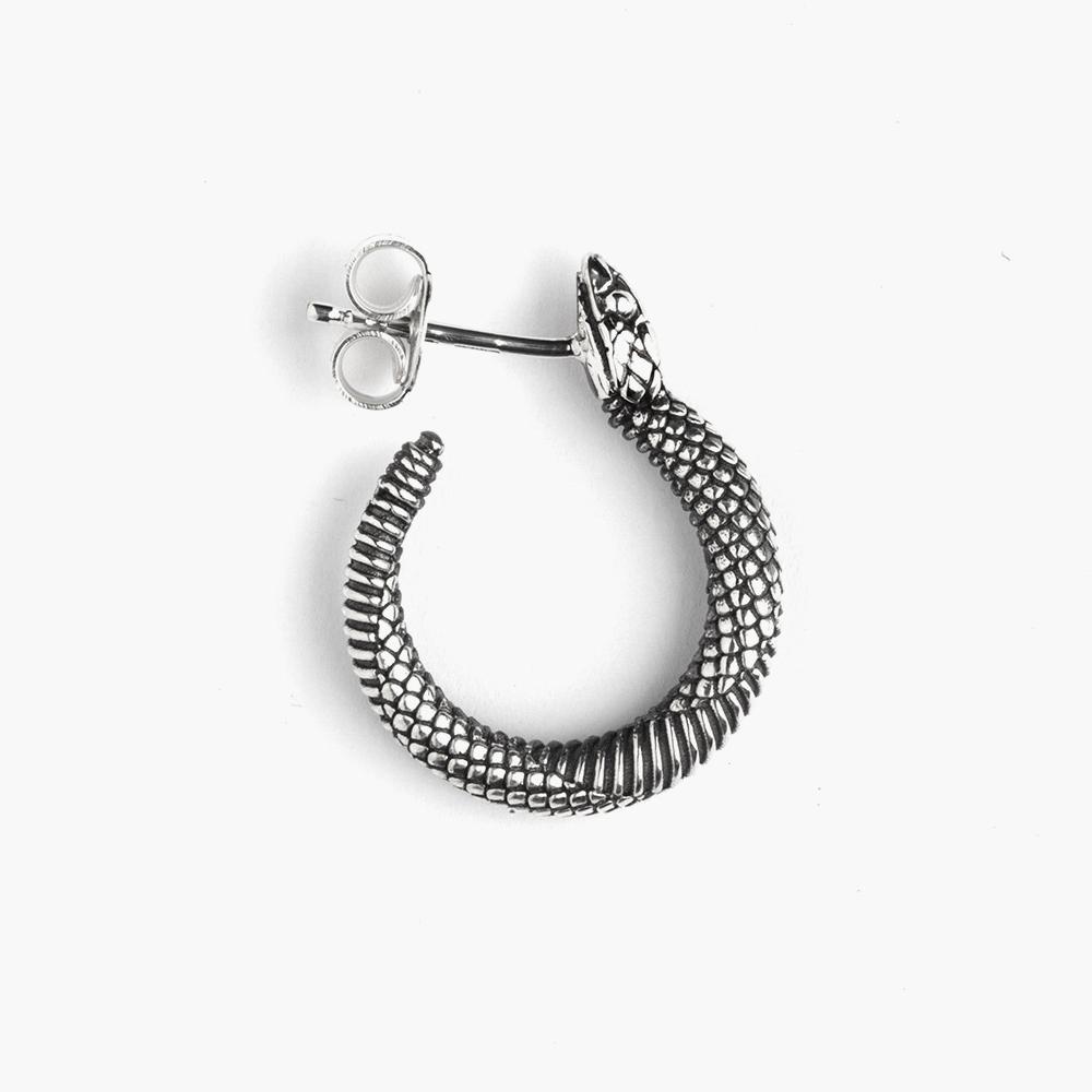 Single snake earring in burnished 925 silver - NOVE25