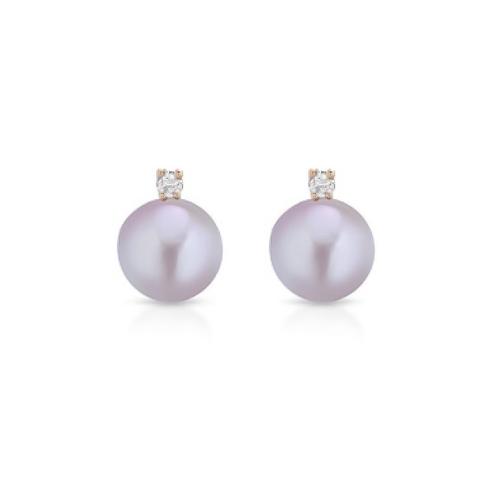 Rose gold earrings with pink pearl and diamonds - COSCIA
