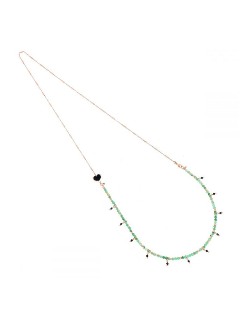 Collana lunga argento 925 smeraldi e spinelli pendenti - MAMAN ET SOPHIE