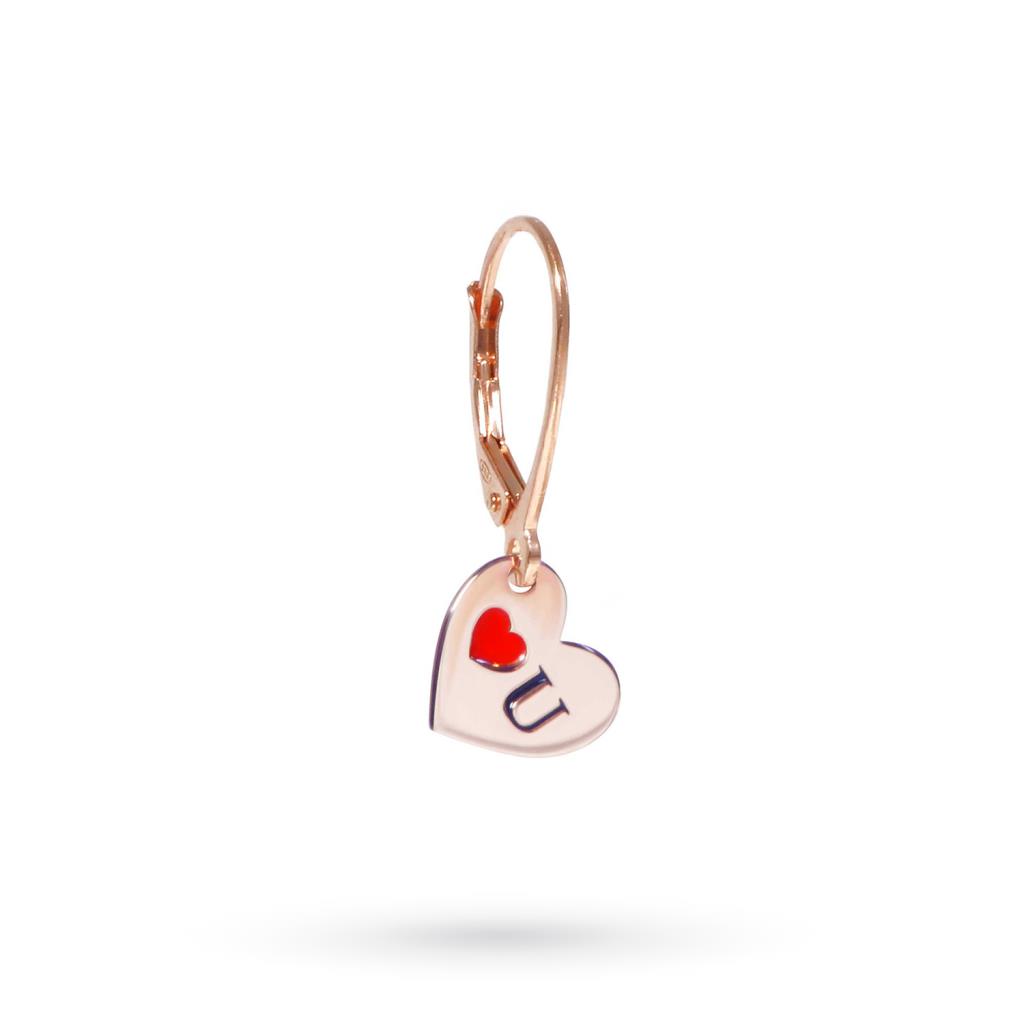 Love you heart hook earring in pink silver - MAMAN ET SOPHIE