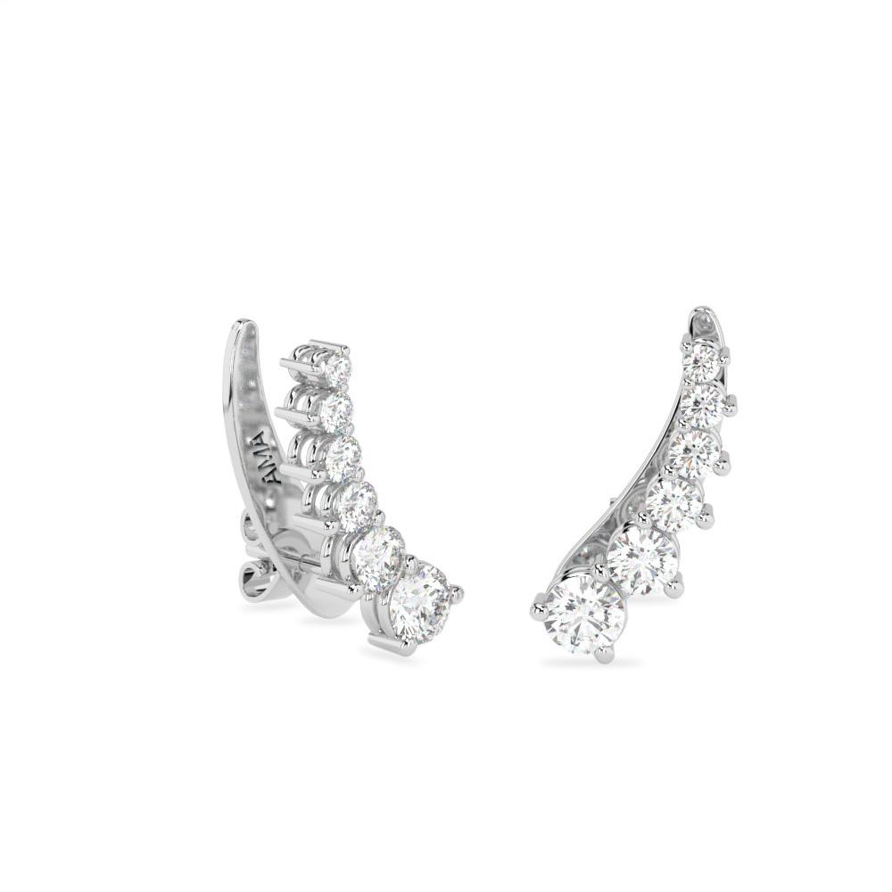  Ear Climbers White Gold 1.50 Carat Total Lab-Grown Diamonds - AMA