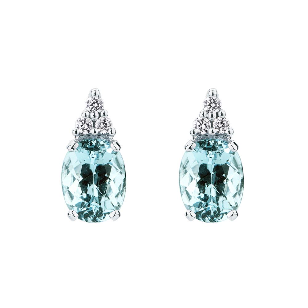 Oval aquamarine earrings 2,42ct diamonds 0,09ct Mirco Visconti - MIRCO VISCONTI