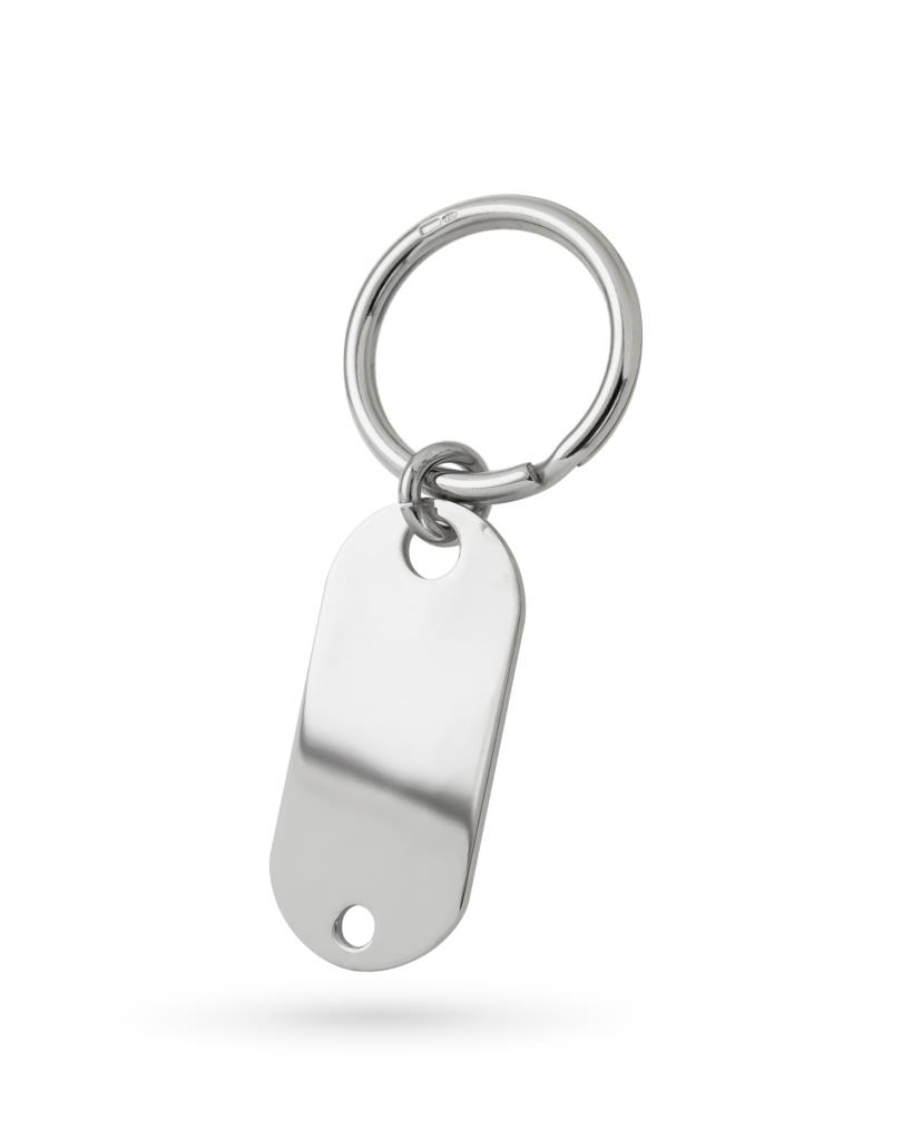 Portachiavi in Argento 925 con Piastrina Rossa Lucida - LUSSO ITALIANO