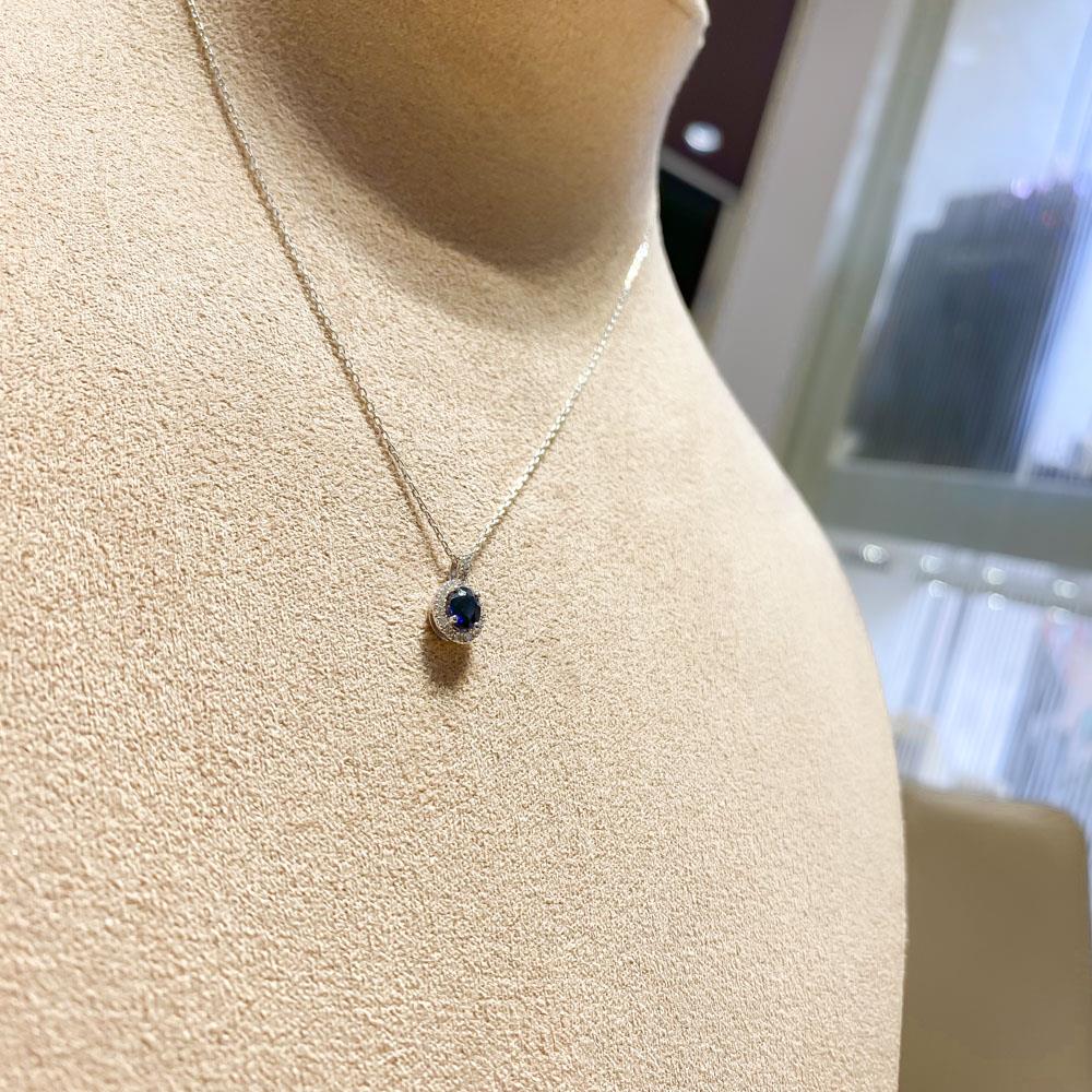 Girocollo oro bianco zaffiro ovale 0,55ct diamanti 0,11ct Mirco Visconti - MIRCO VISCONTI