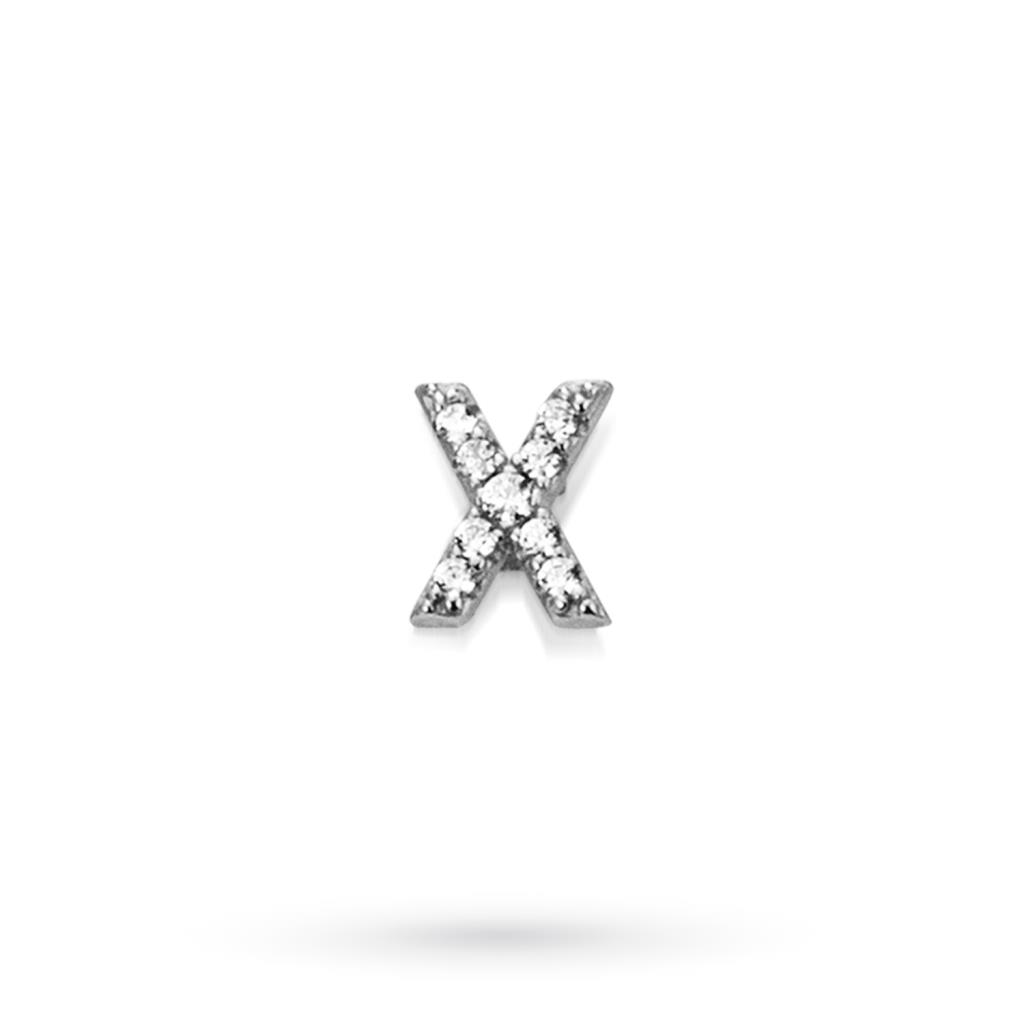 Componente lettera X in argento bianco con zaffiri  - MARCELLO PANE