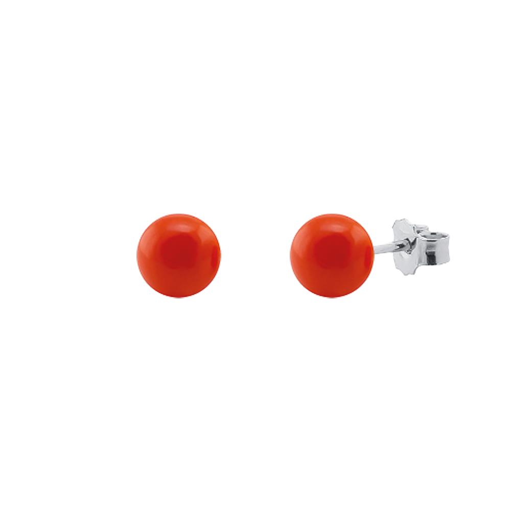 Earrings with Mediterranean red coral Ø 7,00 mm - COSCIA