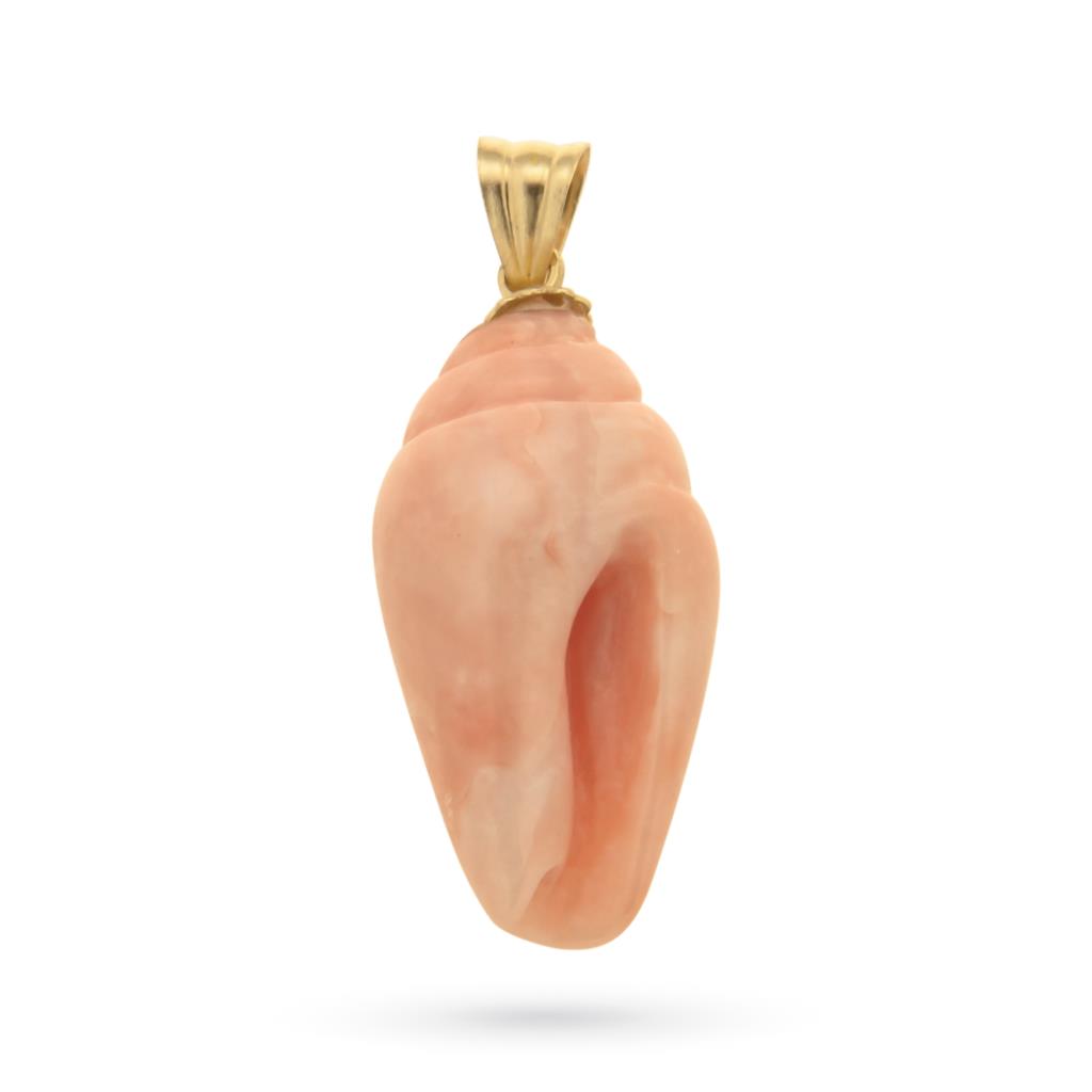 Ciondolo conchiglia in corallo rosa e oro giallo 18kt - LUSSO ITALIANO