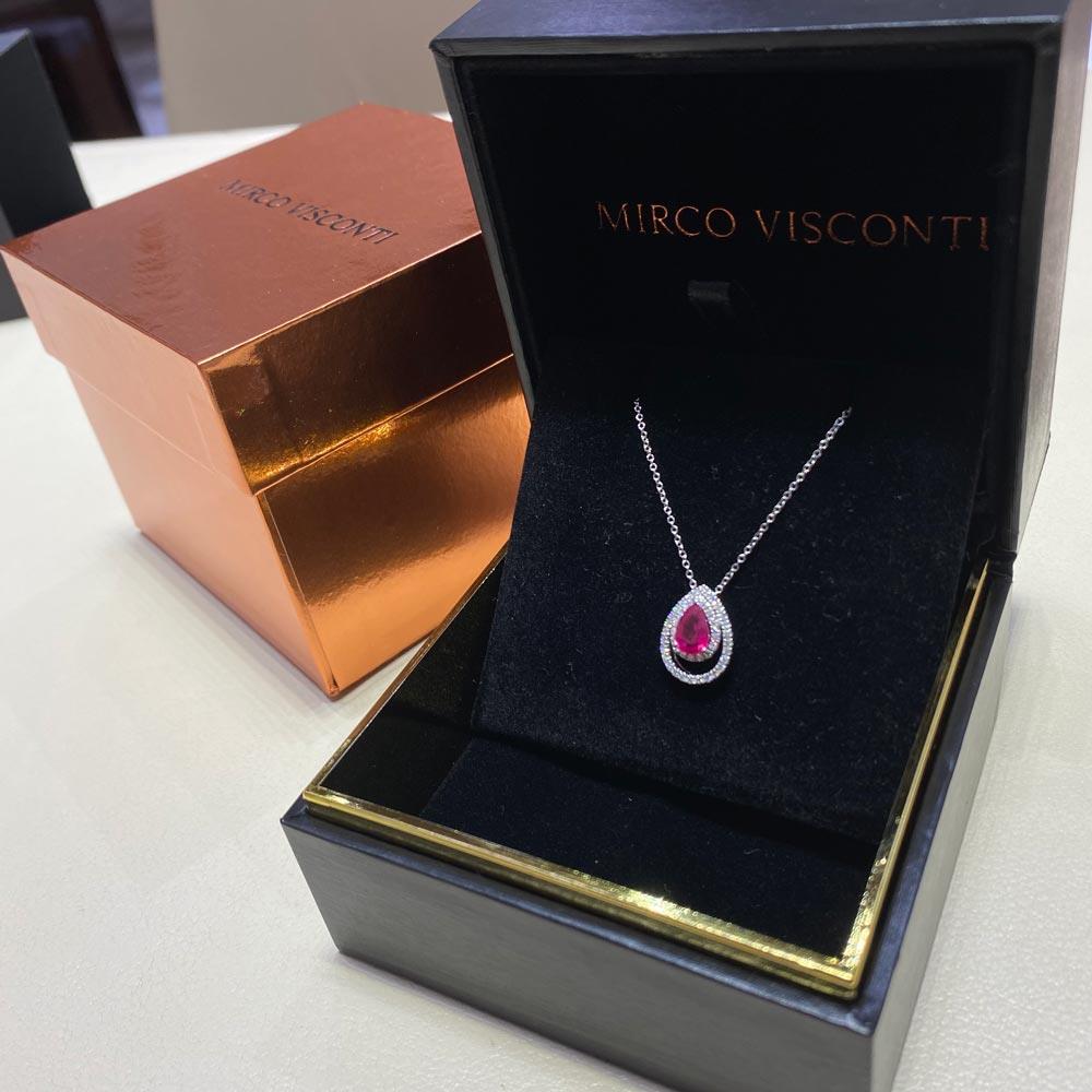  Girocollo oro bianco rubino goccia 0,99ct diamanti 0,27ct Mirco Visconti - MIRCO VISCONTI