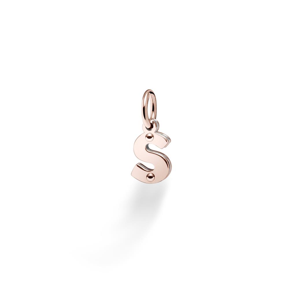 9kt rose gold and 925 sterling silver S letter charm - LE BEBE