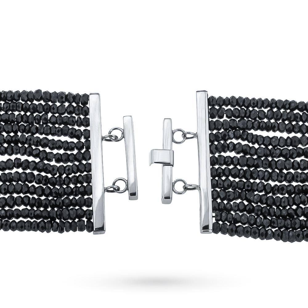  Bracciale tormaline nere fiori corallo rosso diamanti 0,04ct - ASCIONE