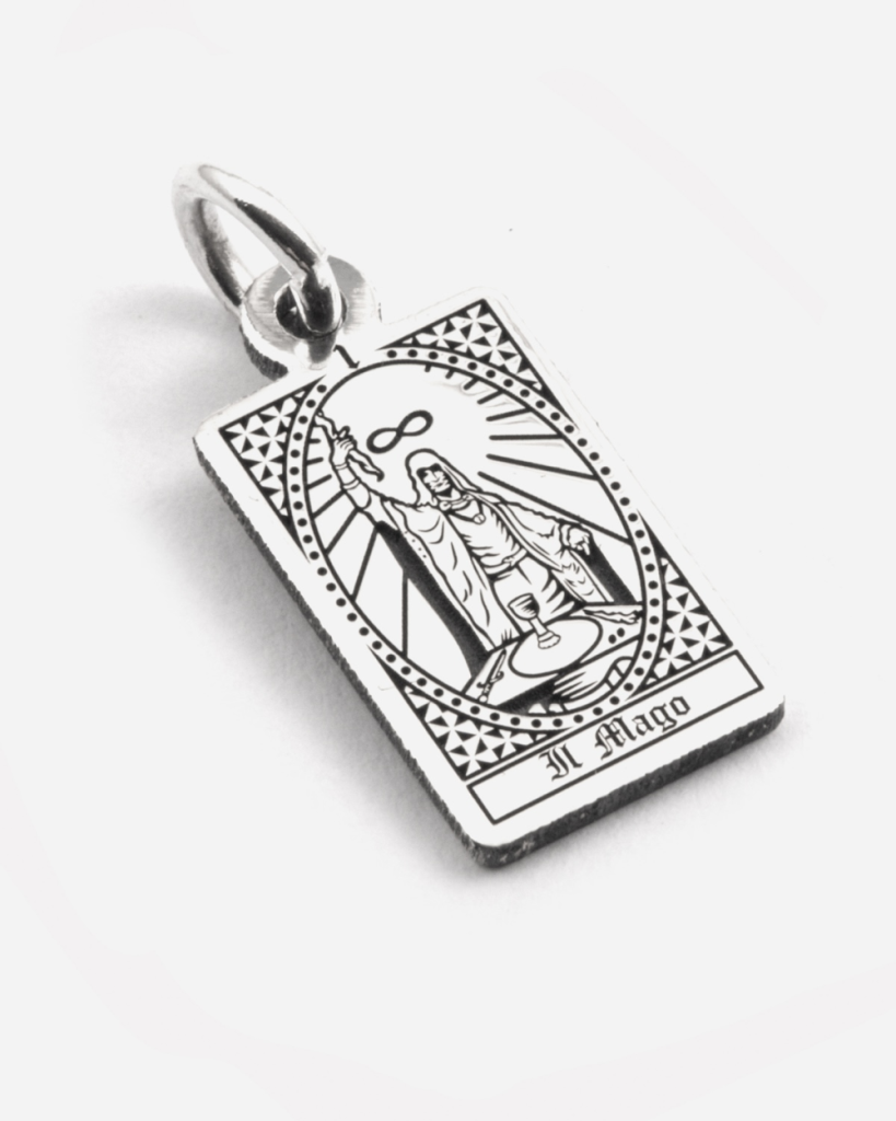 Ciondolo Carta Tarocchi Il Mago in argento 925 Grande