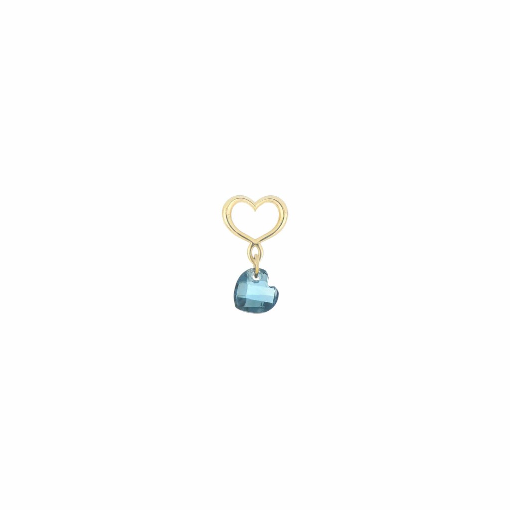 Maman et Sophie single yellow gold stud earring with london blue topaz heart - MAMAN ET SOPHIE