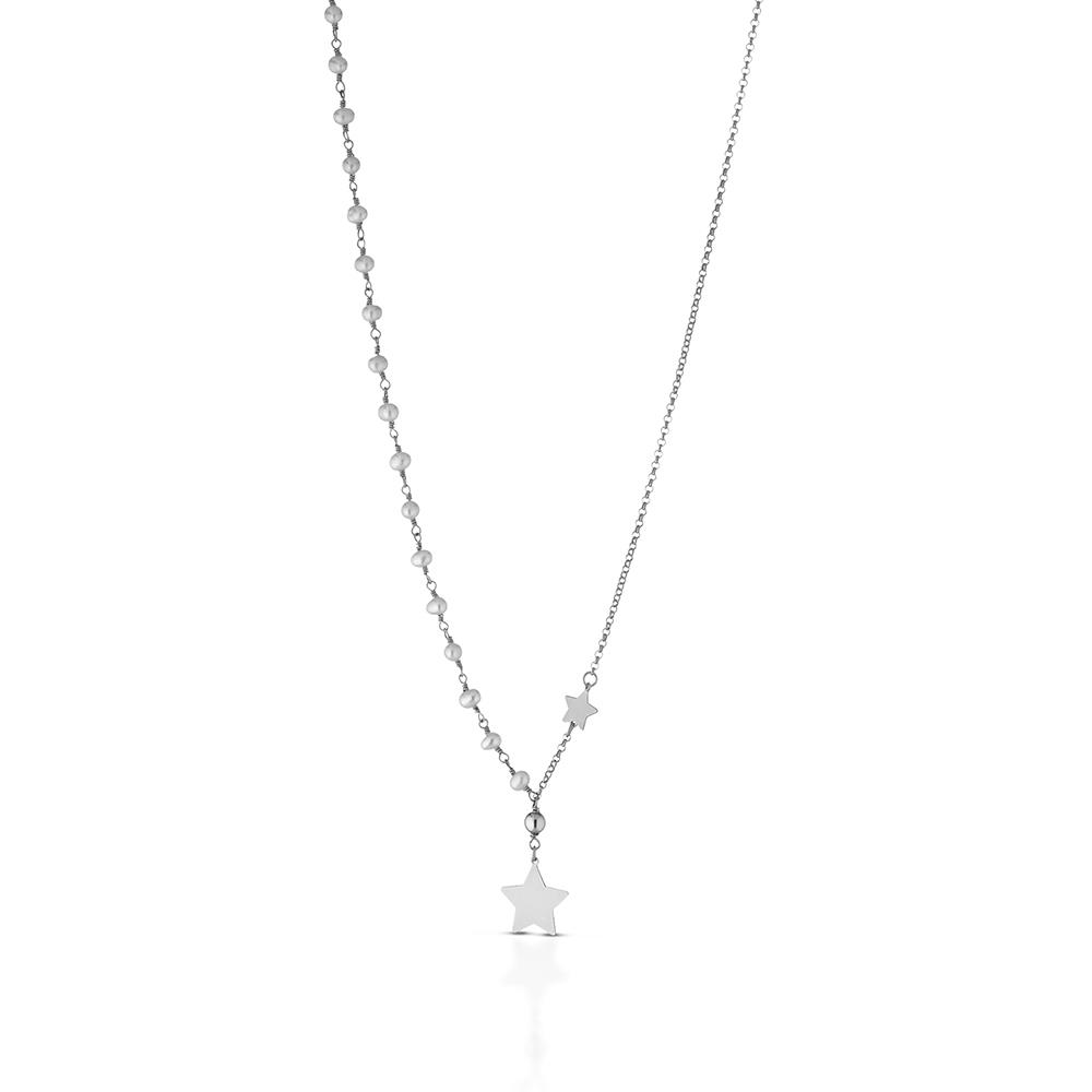Collana girocollo argento perle ciondolo stella 40cm - GLAMOUR